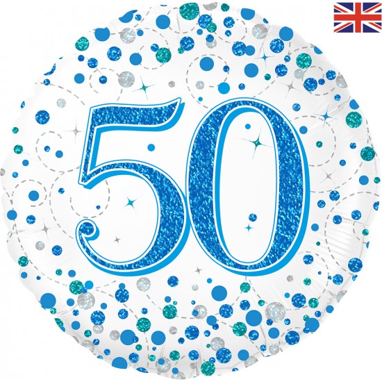 50th Sparkling Fizz Birthday Blue