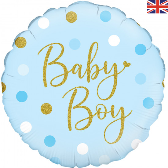 18" Sparkling Baby Boy Dots Holographic