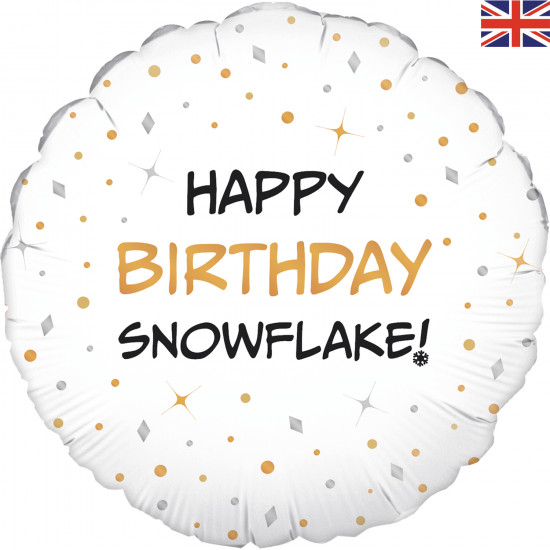 18 inch Happy Bday Snowflake Foil balloon