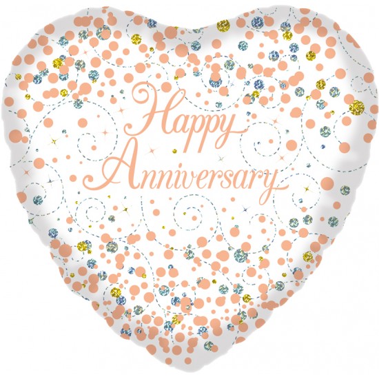 Sparkling Fizz Happy Anniversary White & Rose Gold