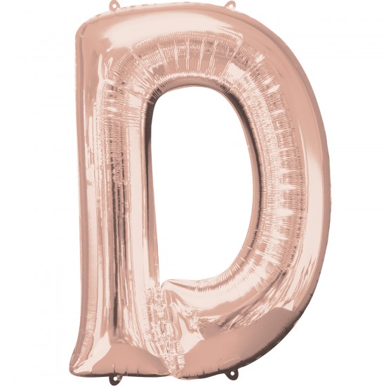 Letter D Rose Gold Minishape Foil Balloons 16"