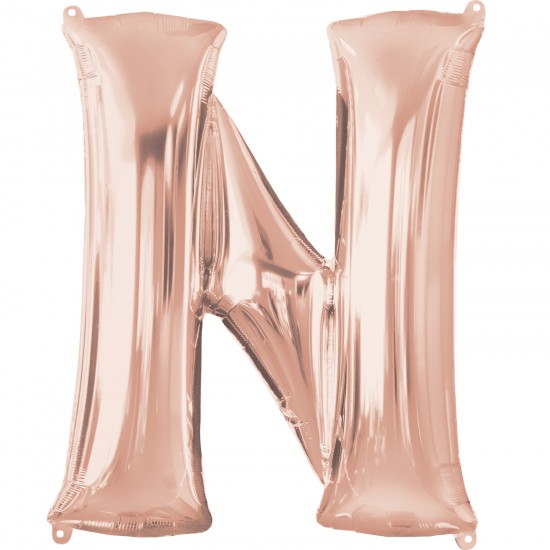 Letter N Rose Gold Minishape Foil Balloons 16"/40cm