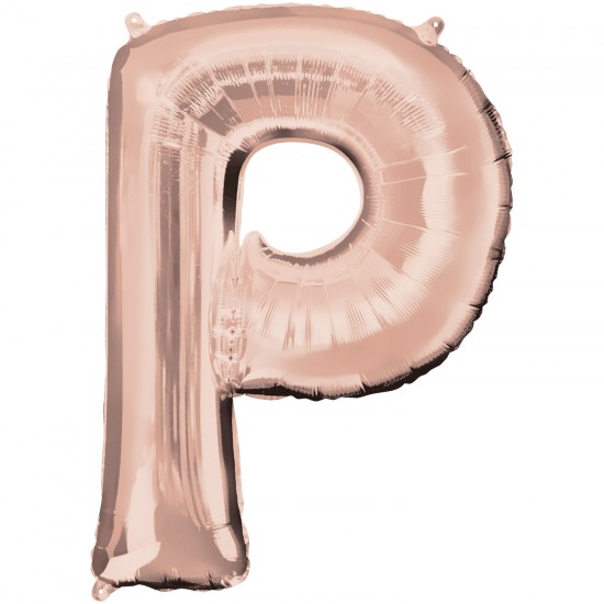 Letter P Rose Gold Minishape Foil Balloons 16"/40cm