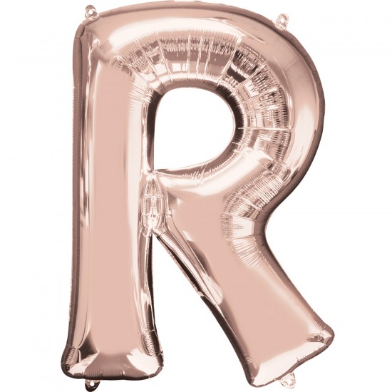 Letter R Rose Gold Minishape Foil Balloons 16"/40cm