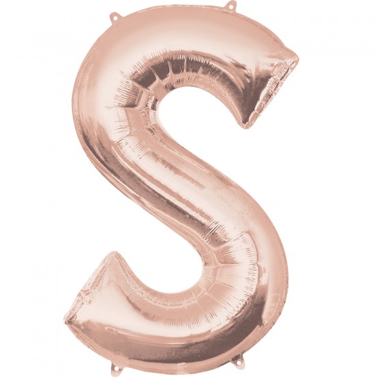 Letter S Rose Gold Minishape Foil Balloons 16"/40cm