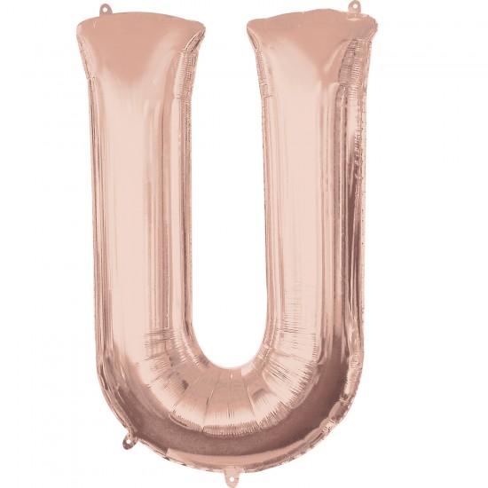 Letter U Rose Gold Minishape Foil Balloons 16"/40cm