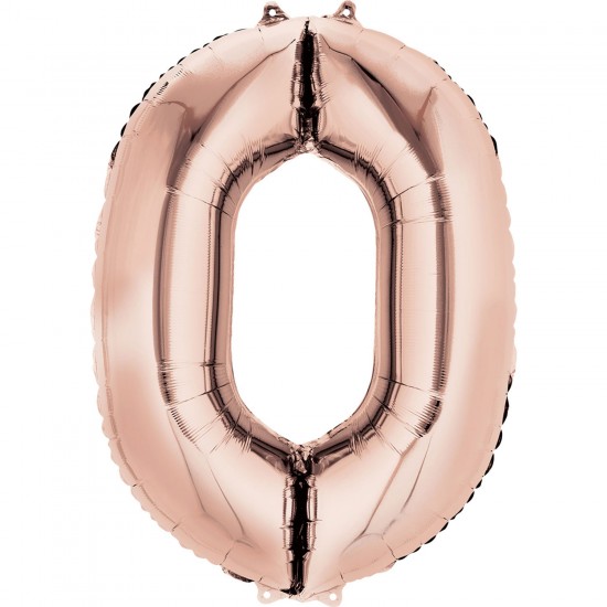 Number 0 Rose Gold Minishape Foil Balloons 16"