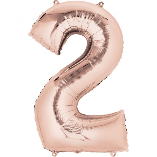 Number 2 Rose Gold Minishape Foil Balloons 16"