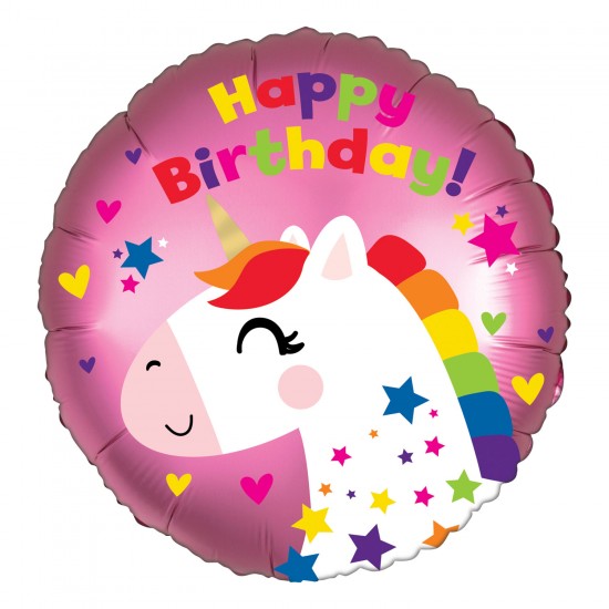 Unicorn Birthday Satin Standard HX Foil Balloons S40 