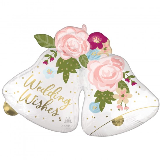 Wedding Wishes Bells SuperShape XL Foil Balloons 