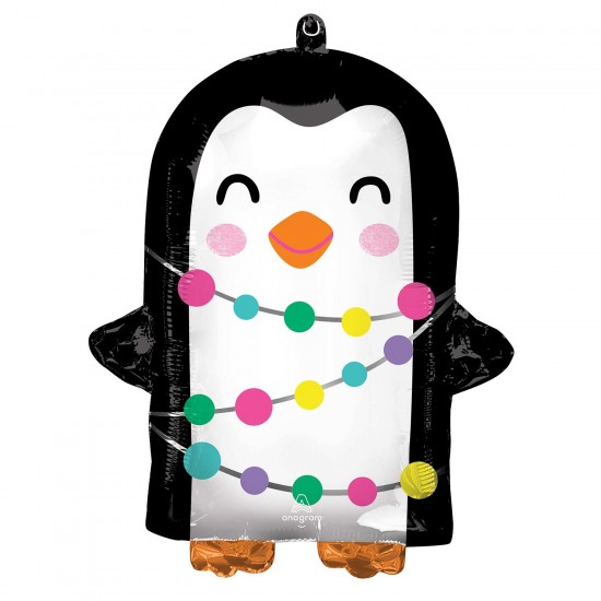 Bright Holiday Penguin Standard Shape Foil Balloons 15"/38cm w x 18"/45cm h S50 