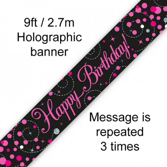 Sparkling Fizz Pink & Black Birthday Banner