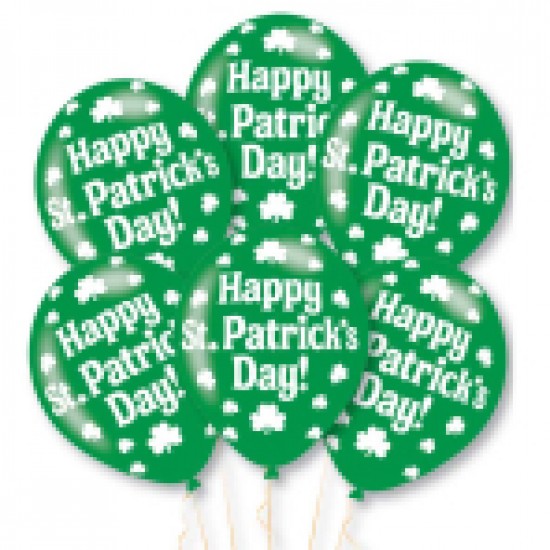 Happy St Patrick's Day Latex Balloons 10 PKG/6