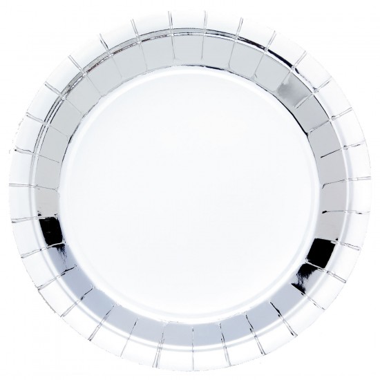 Metallic Silver Paper Plates 23cm - 6 PKG/8