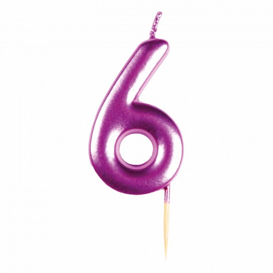 Candle 6 Met Pink Numerical 