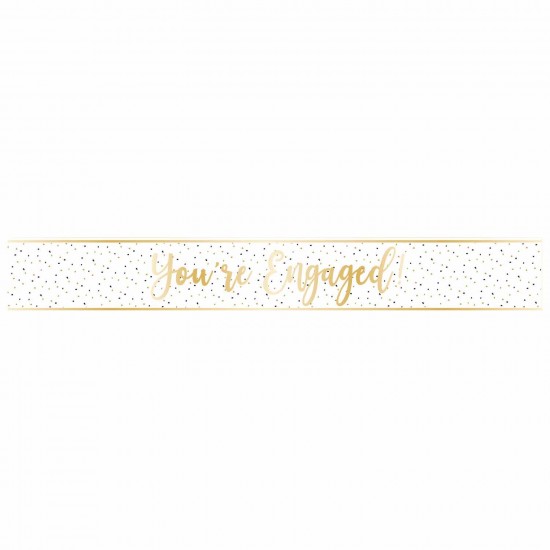 You're Engaged Gold Script Foil Banners 2.7m - 12 PC