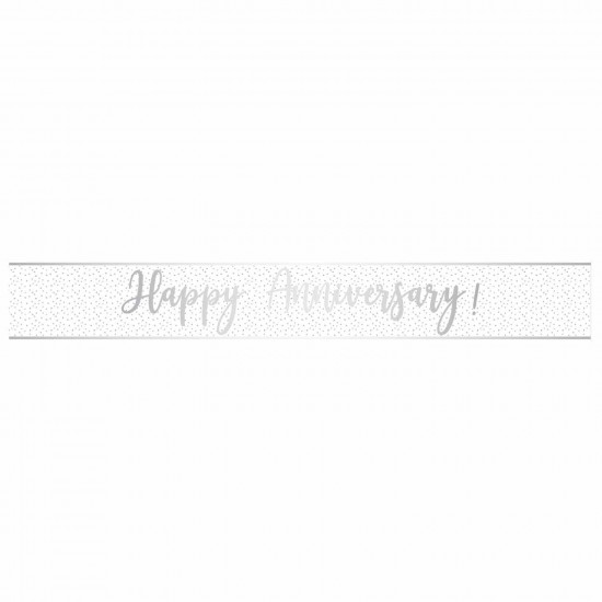 Happy Anniversary Silver Script Foil Banners 2.7m - 12 PC